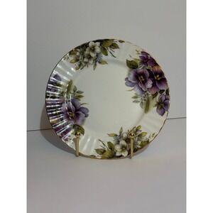 Duchess Fine Bone China Plate Floral Purple Pansy Gold Rim Made England